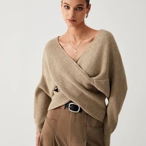 Commense Tan V-Neck Sweater
